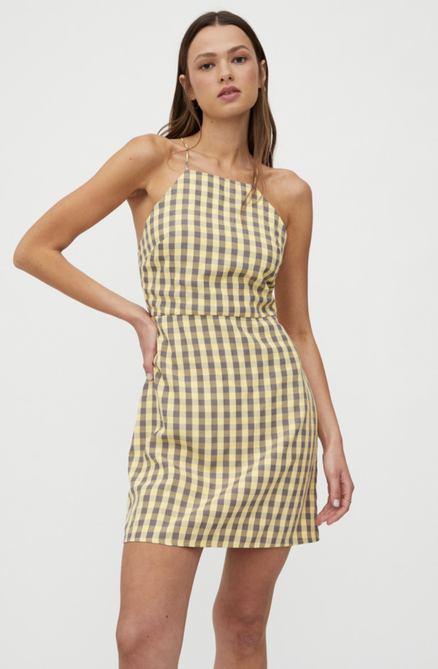 sachin and babi light blue dress Gingham Print Halter Dress